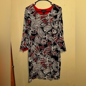 Liz Claiborne Red and Black Paisley Dress